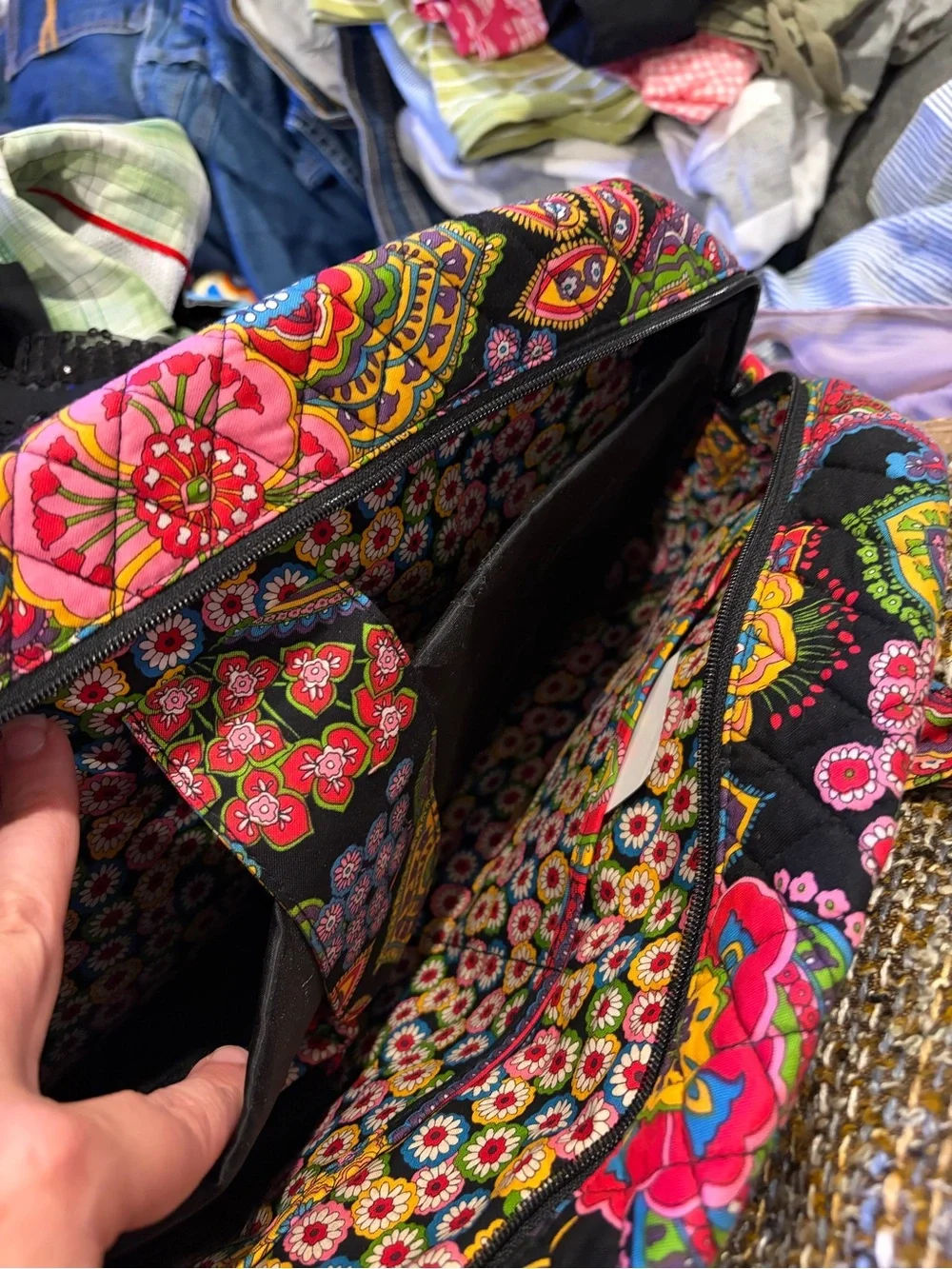 Vera Bradley Black Multicolor Quilted Floral Paisley Laptop Bag